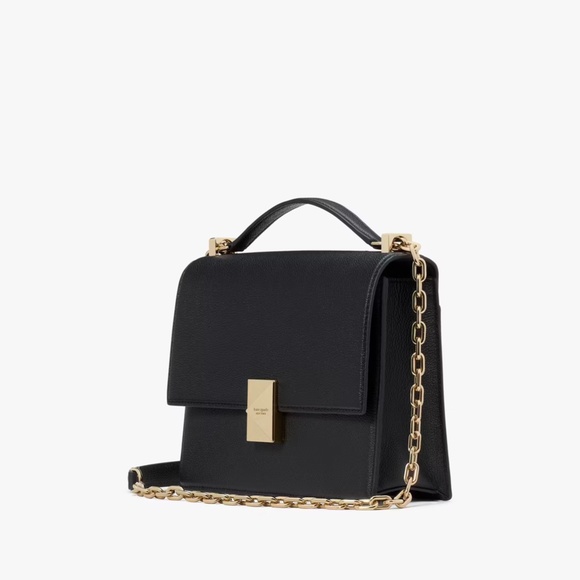 Kate Spade Black Deco Chain Convertible Shoulder Bag Pebble Leather - Picture 9 of 12